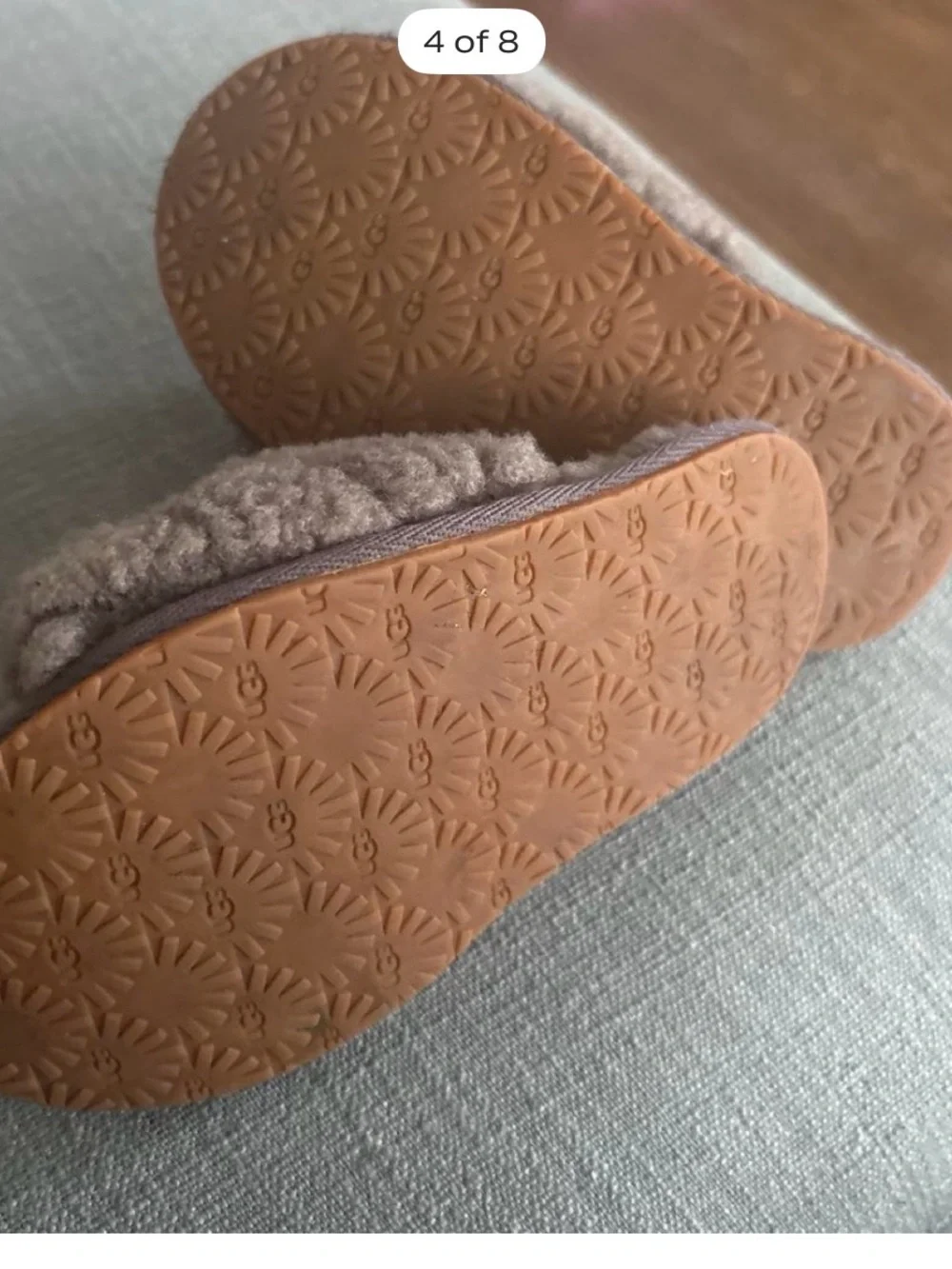 UGG Kids Brown Faux-Shearling Layered Strap Slippers